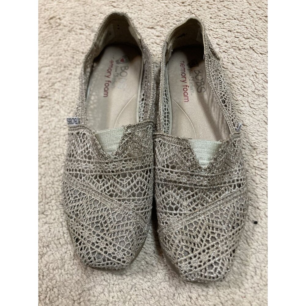 Bobs From Skechers Women's Flats Crochet Memory Foam Slip-on